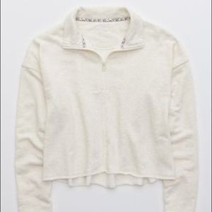Aerie Sunday Soft Cropped Quarter Zip Sweatshirt